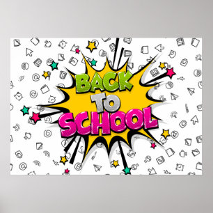 Zurück zur Schule Comic Pop Kunst Poster