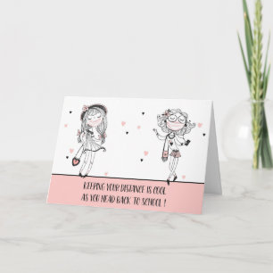 Zurück zur Schule Cool Teen Girls mit Covid 19 Mas Karte