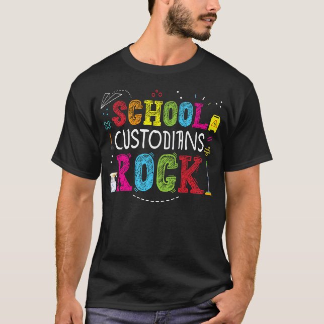 Zurück zur Schule Custodians Rock Coolen Janitmen  T-Shirt (Vorderseite)