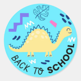 Zurück zur Schule Dinosaur Klassischer Rundaufkleb Runder Aufkleber