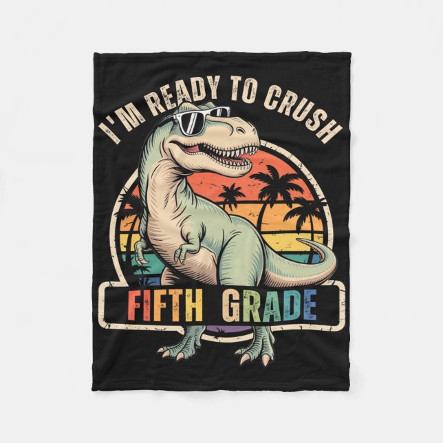 Zurück zur Schule Dinosaurier-Junge Ich bin bereit Fleecedecke (Vorderseite)