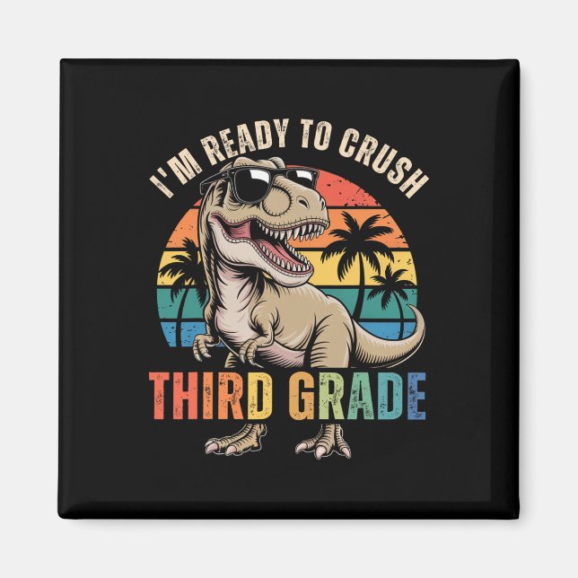 Zurück zur Schule Dinosaurier-Junge Ich bin bereit Magnet (Vorne)
