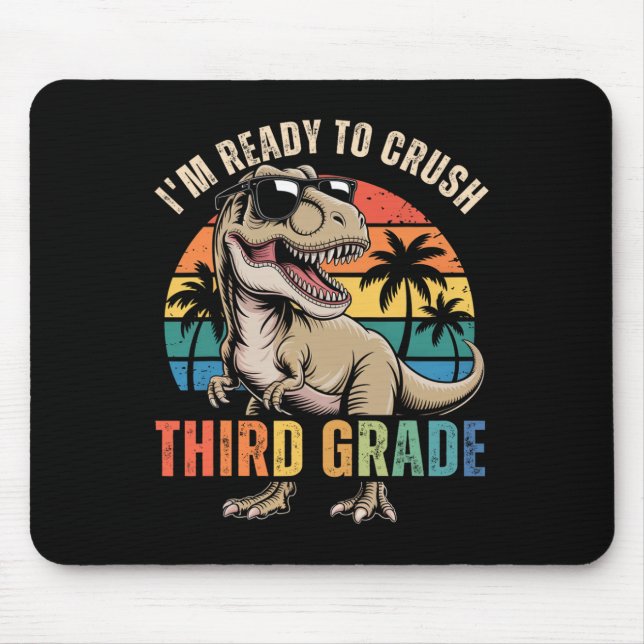 Zurück zur Schule Dinosaurier-Junge Ich bin bereit Mousepad (Vorne)