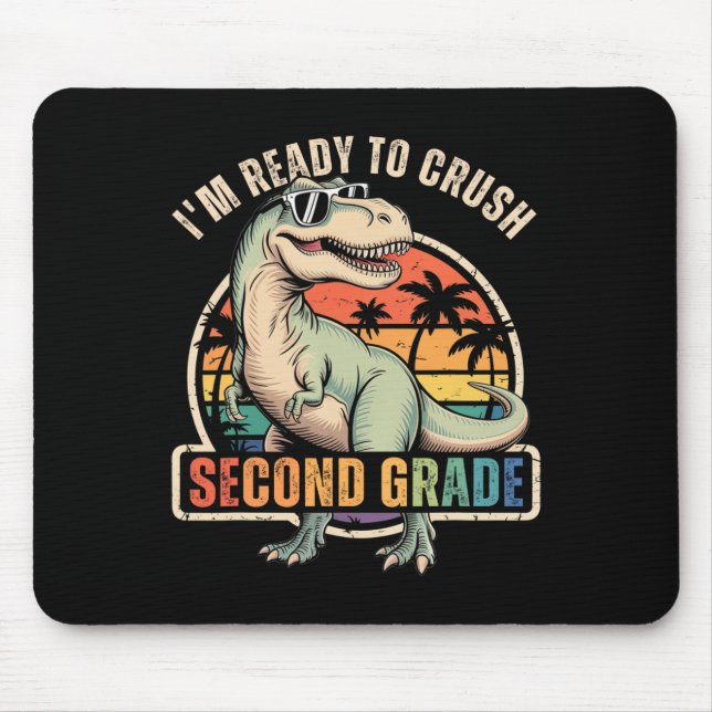 Zurück zur Schule Dinosaurier-Junge Ich bin bereit Mousepad (Vorne)