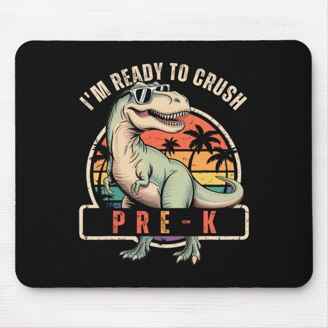Zurück zur Schule Dinosaurier-Junge Ich bin bereit Mousepad (Vorne)