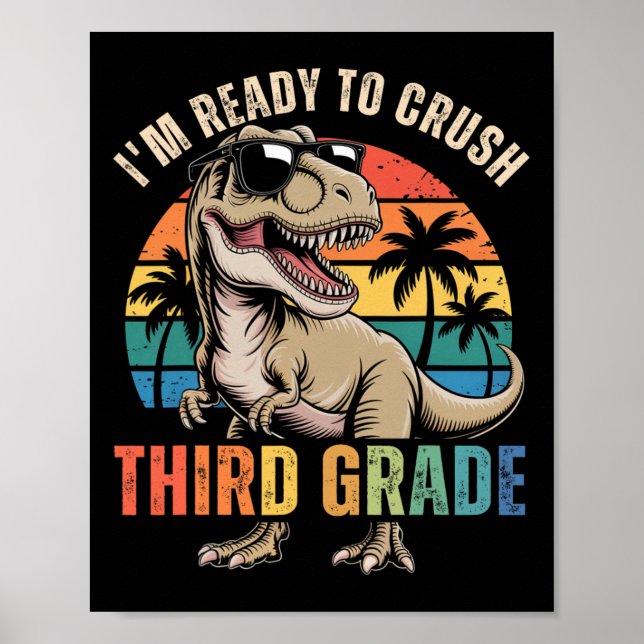 Zurück zur Schule Dinosaurier-Junge Ich bin bereit Poster (Vorne)