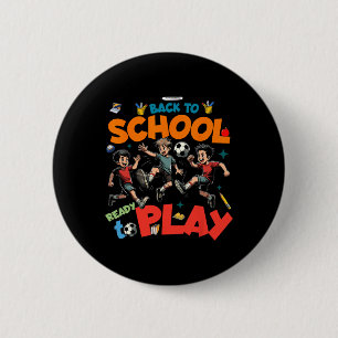 Zurück zur Schule Ein lustiger Fußballspieler Kind Button
