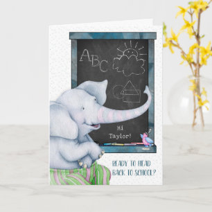 Zurück zur Schule Elephant Chalkboard personalisie Karte