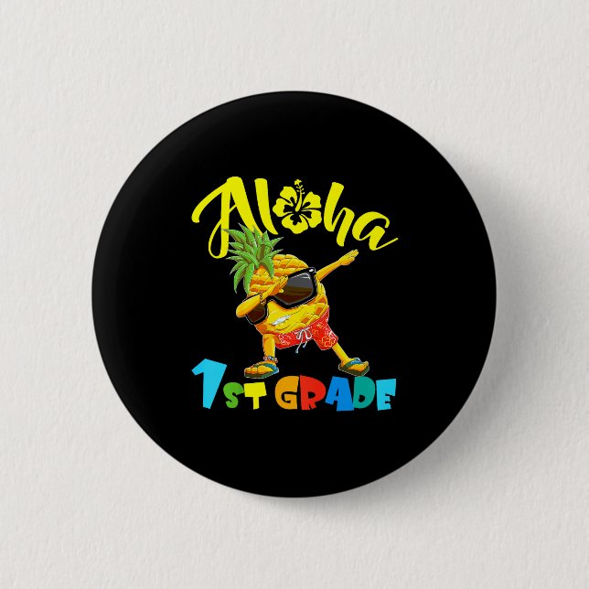 Zurück zur Schule erste Klasse cool dabbing aloha Button (Vorderseite)