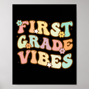 Zurück zur Schule Erste Klasse Vibes Retro Lehrer Poster