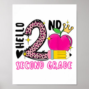 Zurück zur Schule Erster Tag Hallo 2. Klasse Leopa Poster