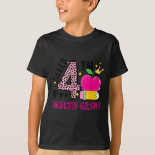 Zurück zur Schule Erster Tag Hallo 4. Klasse Leopa T-Shirt