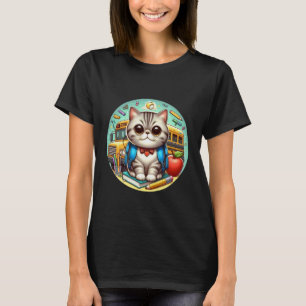 Zurück zur Schule Exotisch Kurzhaar Katze Jungen M T-Shirt