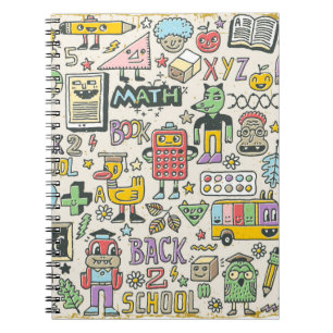Zurück zur Schule farbenfrohe Doodle Set 2. Handge Notizblock