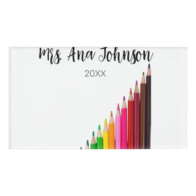 Zurück zur Schule Farbstifte fügen Namen Klasse Ja Namenschild (Vorderseite)