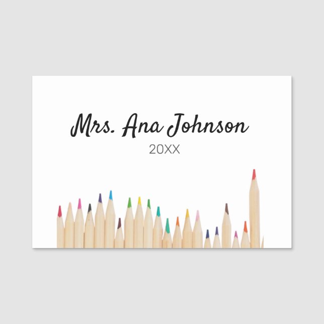 Zurück zur Schule Farbstifte fügen Namen Klasse Ja Namensschild (Vorderseite)