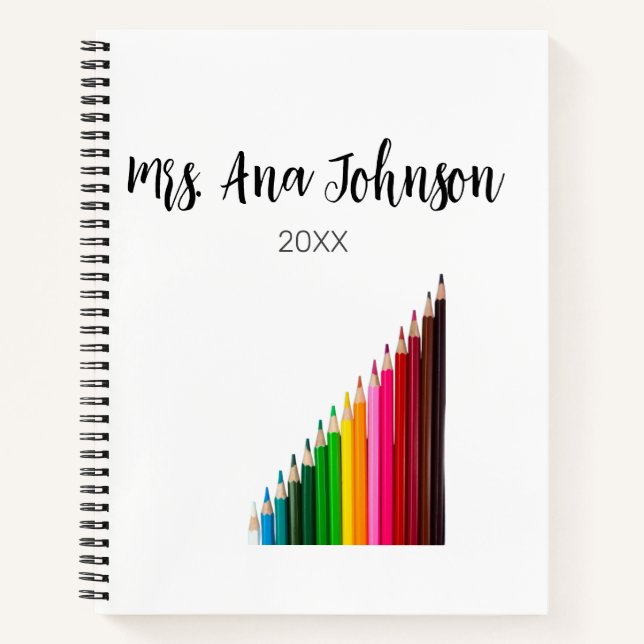 Zurück zur Schule Farbstifte fügen Namen Klasse Ja Notizbuch (Vorderseite)