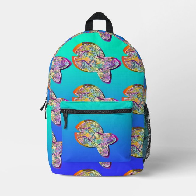 Zurück zur Schule Fishy Fishy Aqua Blue Bedruckter Rucksack (Vorderseite)
