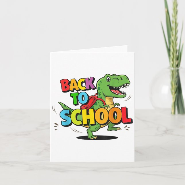 Zurück zur Schule Funny Colorful Dinosaurier Carto Karte (Vorderseite)