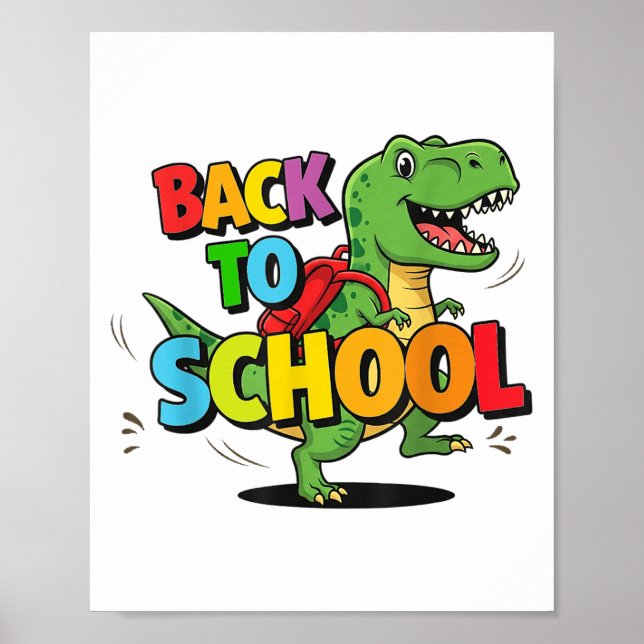 Zurück zur Schule Funny Colorful Dinosaurier Carto Poster (Vorne)