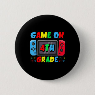 Zurück zur Schule Game On 4. Klasse Lustiger Gamer Button