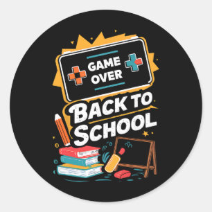 Zurück zur Schule Gamer Level Up Neues Schuljahr S Runder Aufkleber