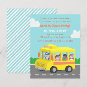 Zurück zur Schule Gelbe Bus Kinderparty-Einladunge Einladung
