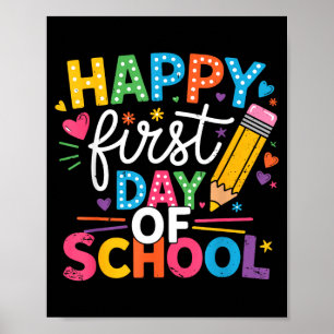 Zurück zur Schule glücklicher erster Schultag Lehr Poster