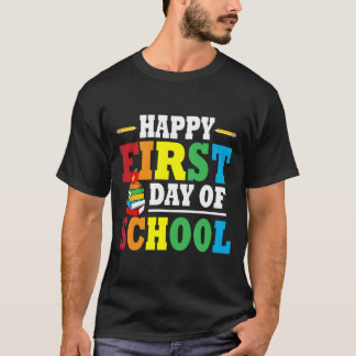 Zurück zur Schule Glücklicher erster Schultag Lehr T-Shirt