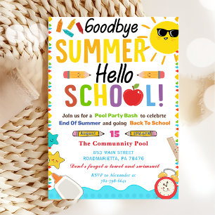 Zurück zur Schule Good Bye Summer Hello School Einladung