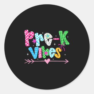 Zurück zur Schule Groovy Lehrer Pre-k Vibes Smile  Runder Aufkleber