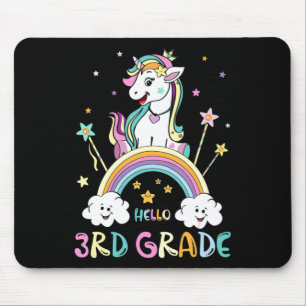 Zurück zur Schule Hallo 3. Klasse Rainbow Unicorn  Mousepad