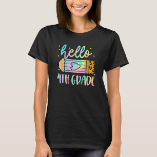 Zurück zur Schule Hallo 4. Klasse Leopard Gefärbte T-Shirt