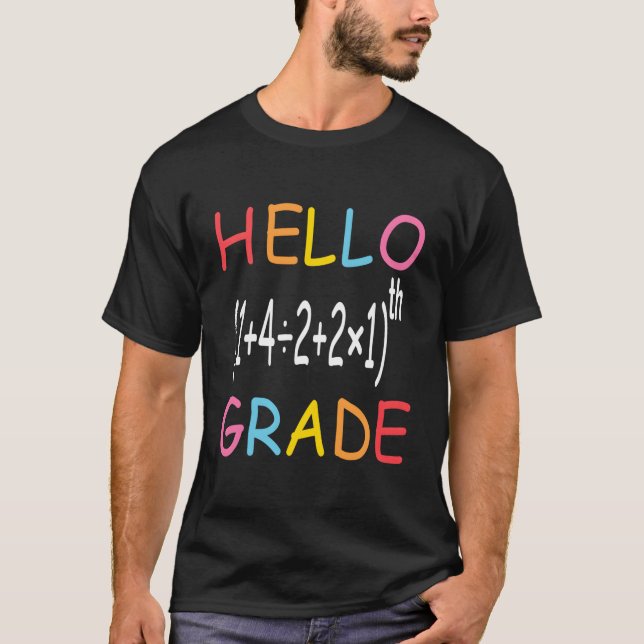 Zurück zur Schule Hallo Fünfte Stufe Gleichung Mat T-Shirt (Vorderseite)