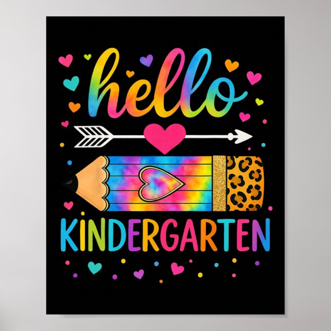 Zurück zur Schule Hallo Kindergarten Leopard Tie D Poster (Vorne)