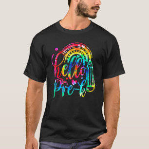 Zurück zur Schule Hallo Pre K Rainbow Gefärbte Kra T-Shirt