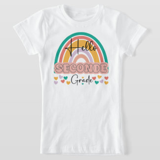 Zurück zur Schule Hallo Seconde Grade Lehrer Regen T-Shirt