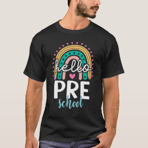 Zurück zur Schule Hallo Vorschule Rainbow Lehrer S T-Shirt