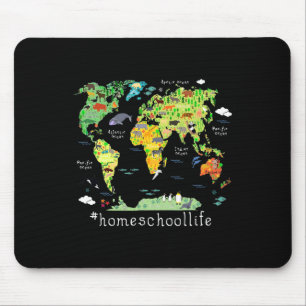 Zurück zur Schule Homeschool Weltkarte Geografie Mousepad