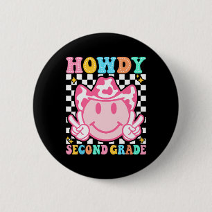 Zurück zur Schule Howdy Zweite Klasse Süßer Cowboy Button