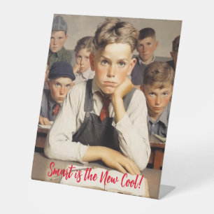 Zurück zur Schule im Stil von Norman Rockwell-Zeic Sockelschild