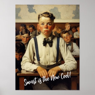 Zurück zur Schule im Zeichenstil von Norman Rockwe Poster