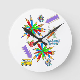 Zurück zur Schule ist cool Lehrer-Uhr Runde Wanduhr