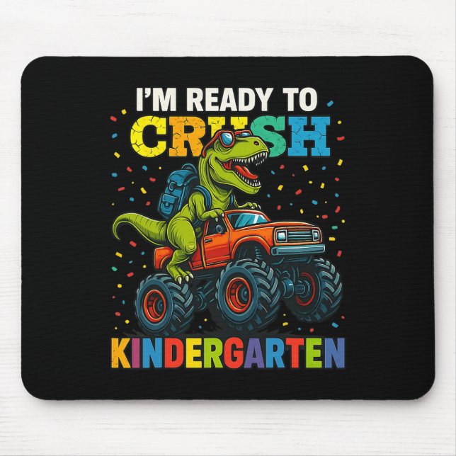 Zurück zur Schule Junge Dinosaurier Ich bin bereit Mousepad (Vorne)
