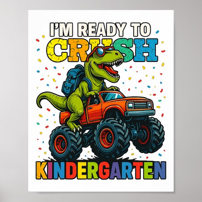 Zurück zur Schule Junge Dinosaurier Ich bin bereit Poster (Vorne)