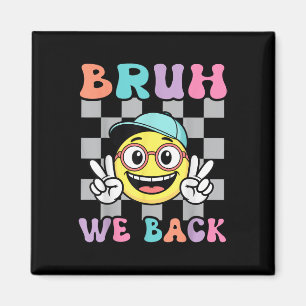 Zurück zur Schule Kariert Lächeln Gesicht Retro Br Magnet