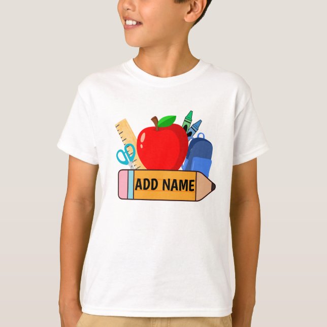 Zurück zur Schule Kinder Name Shirt - Personalisie (Vorderseite)
