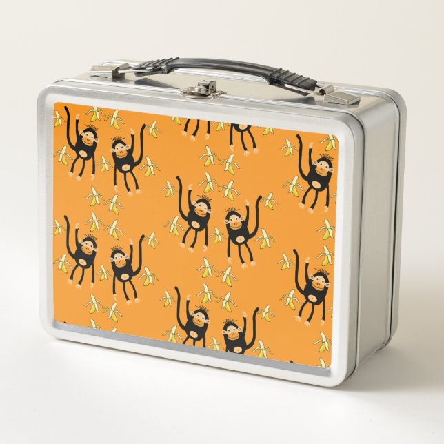 Zurück zur Schule Kleiner Affe Metall Brotdose (Vorderseite)