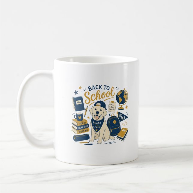 Zurück zur Schule Labrador Retro Kaffeetasse (Links)