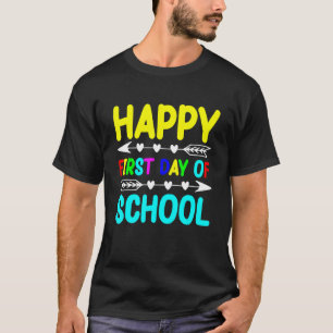 Zurück zur Schule Lehrer Glücklicher erster Schult T-Shirt